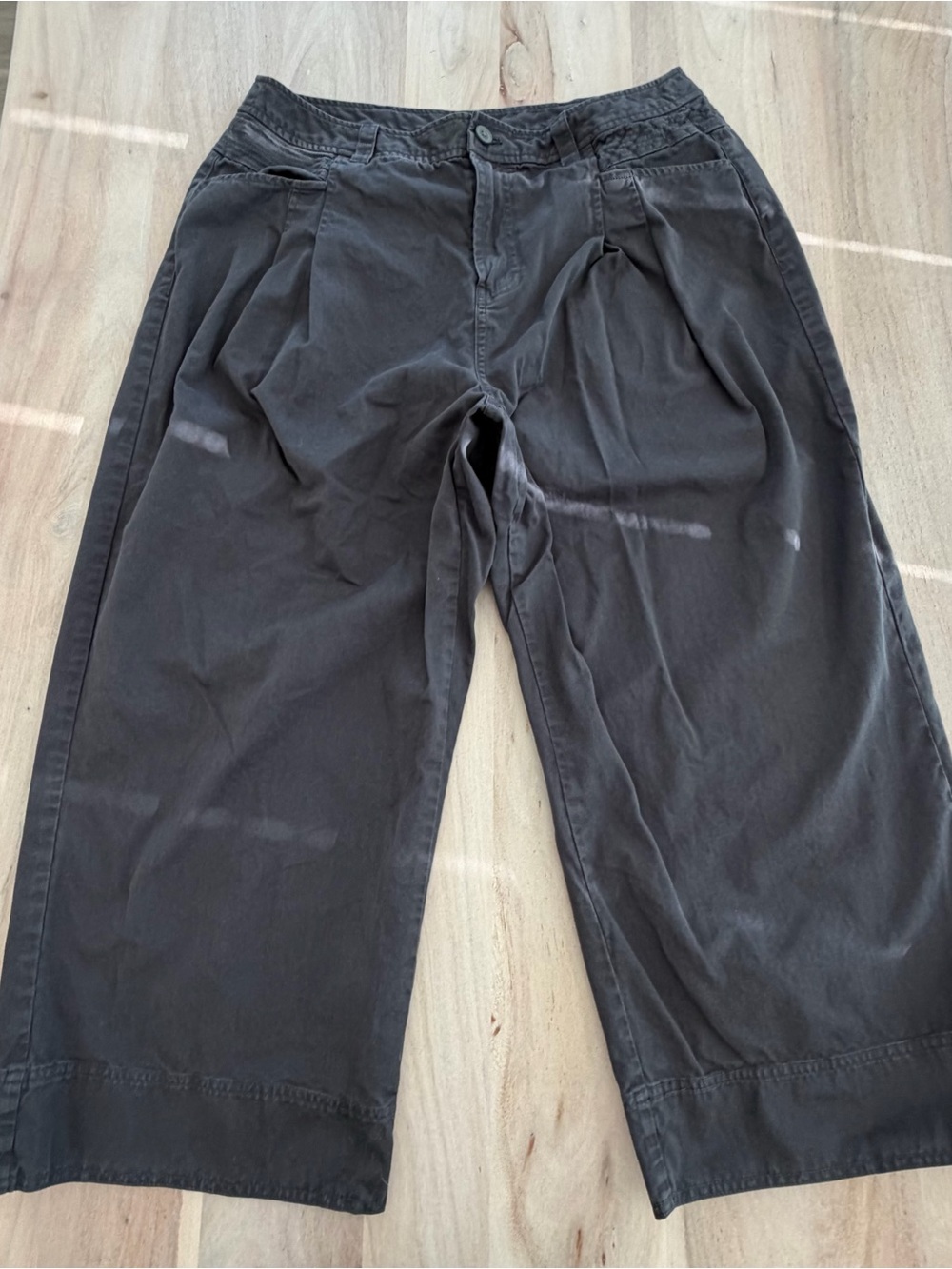 WRAP LONDON Pleated Ballon Baggy Trousers Cotton Wide Leg Grey Size 14